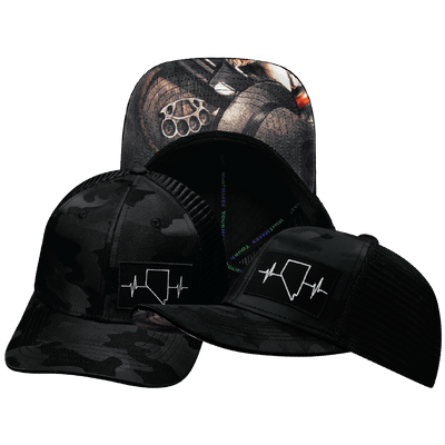 Nevada Hat Baseball Hat — Black Camo / Black, Trucker Mesh