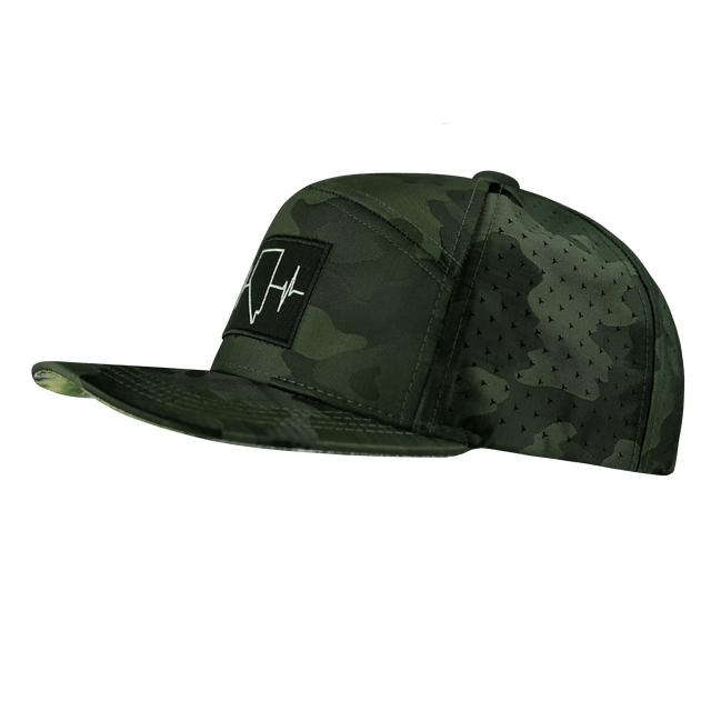 Nevada Hat, Flat Bill, Snapback Hat, Green Camo, Mens Hat, Womens Hat, Side Picture