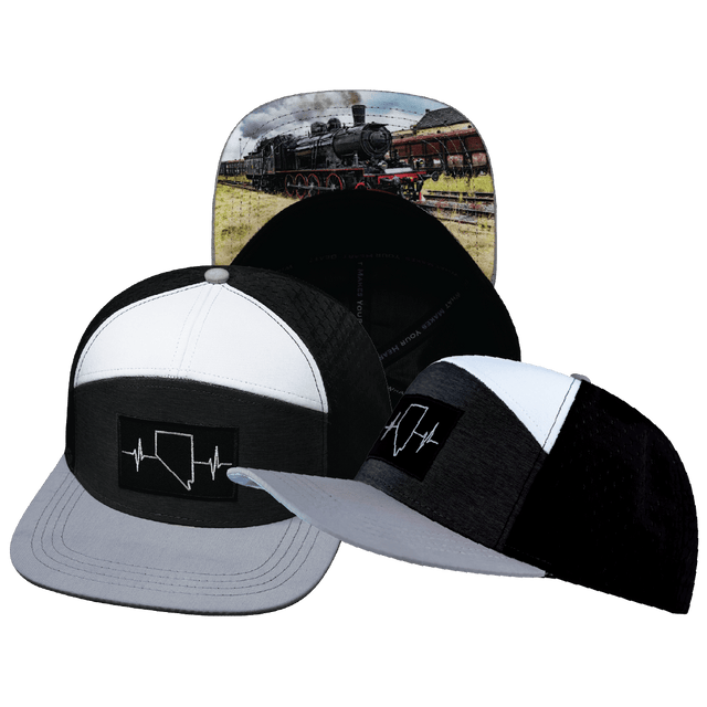 Nevada Hat, Flat Bill, Snapback Hat, Gray, Charcoal, White, Black, Mens Hat, Womens Hat, Main Picture