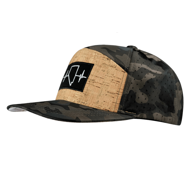 Nevada Hat, Flat Bill, Snapback Hat, Cork, Tan Camo, Mens Hat, Womens Hat, Side Picture