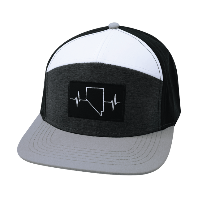 Nevada Hat, Flat Bill, Snapback Hat, Gray, Charcoal, White, Black, Mens Hat, Womens Hat, Front Picture