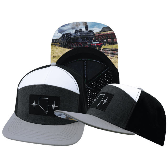 Nevada Hat, Flat Bill, Snapback Hat, Gray, Charcoal, White, Black, Mens Hat, Womens Hat, Main Picture