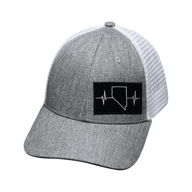 Nevada Hat, Low Profile, Snapback Hat, Heather Gray, White, Mens Hat, Womens Hat, Front Picture