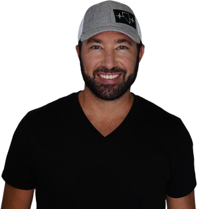 Nevada Hat, Low Profile, Snapback Hat, Heather Gray, White, Mens Hat, Womens Hat, Man In Hat Picture