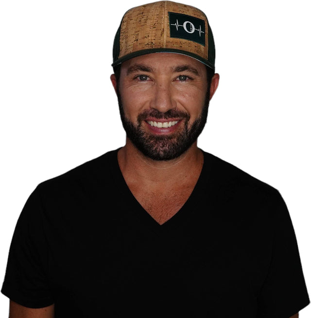 Oceanside Hat, Baseball Hat, Snapback Hat, Fabric Back, Cork, Green, Mens Hat, Womens Hat, Man In Hat Picture