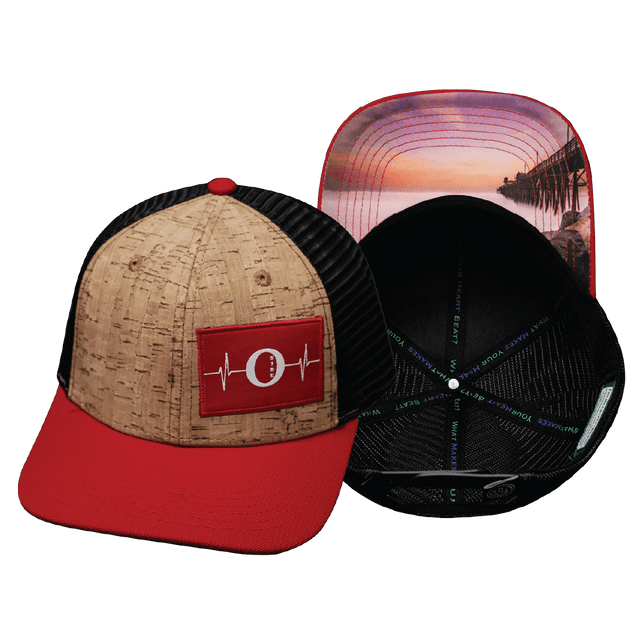 Oceanside Hat, Baseball Hat, Snapback Hat, Cork, Red, Black, Mens Hat, Womens Hat, Main Picture