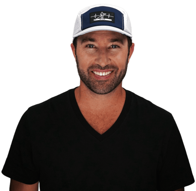 Paddle Board Hat, 5 Panel Hat, Snapback, Gray, Navy, Mens Hat, Womens Hat, Mam in Hat Picture