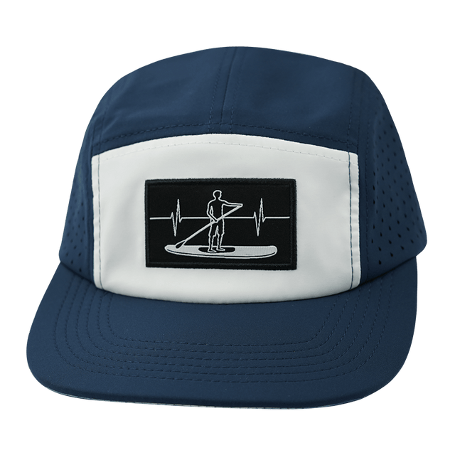 Paddle Board Hat, 5 Panel Hat, Snapback, Navy, White, Mens Hat, Womens Hat, Front Picture