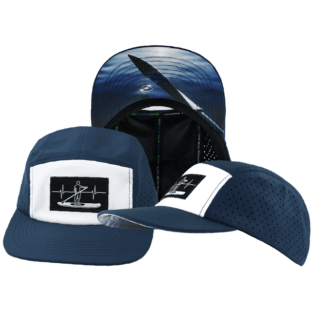 Paddle Board Hat, 5 Panel Hat, Snapback, Navy, White, Mens Hat, Womens Hat, Main Picture