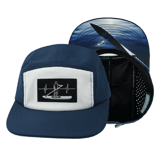 Paddle Board Hat, 5 Panel Hat, Snapback, Navy, White, Mens Hat, Womens Hat, Main Picture