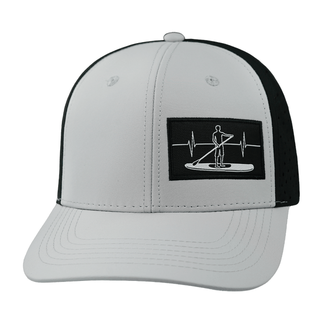Paddle Board Hat, Baseball Hat, Snapback Hat, Gray, Black, Mens Hat, Womens Hat, Front Picture