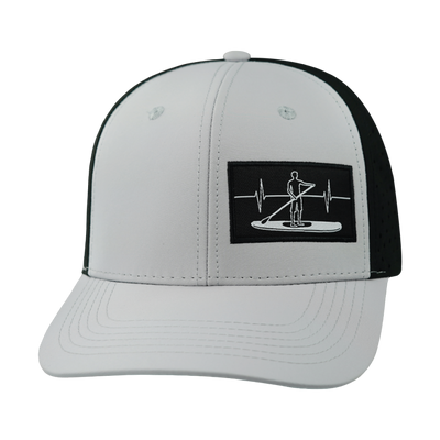 Paddle Board Hat, Baseball Hat, Snapback Hat, Gray, Black, Mens Hat, Womens Hat, Front Picture