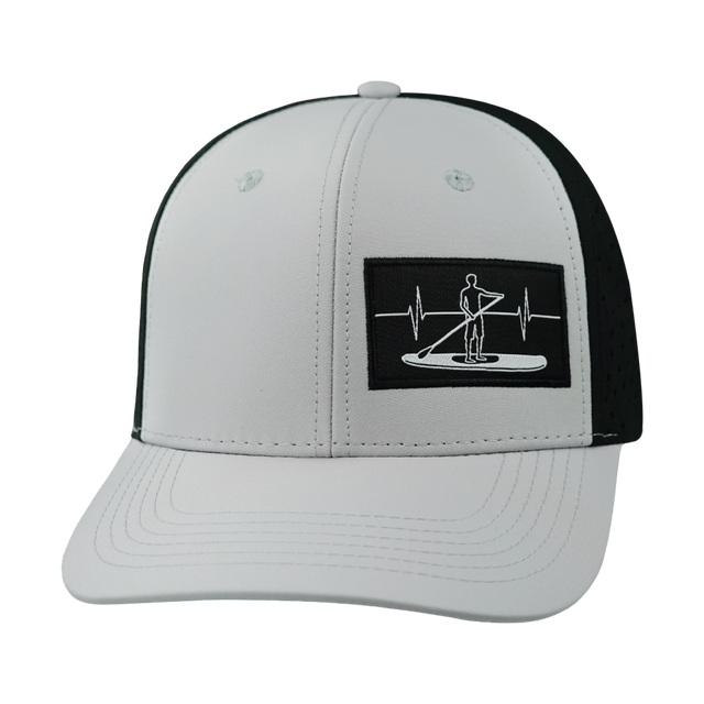 Paddle Board Hat, Baseball Hat, Snapback Hat, Gray, Black, Mens Hat, Womens Hat, Front Picture