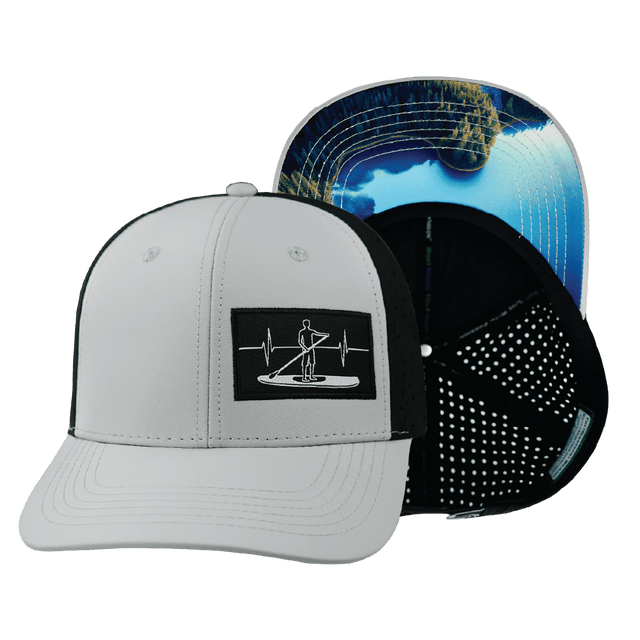 Paddle Board Hat, Baseball Hat, Snapback Hat, Gray, Black, Mens Hat, Womens Hat, Main Picture