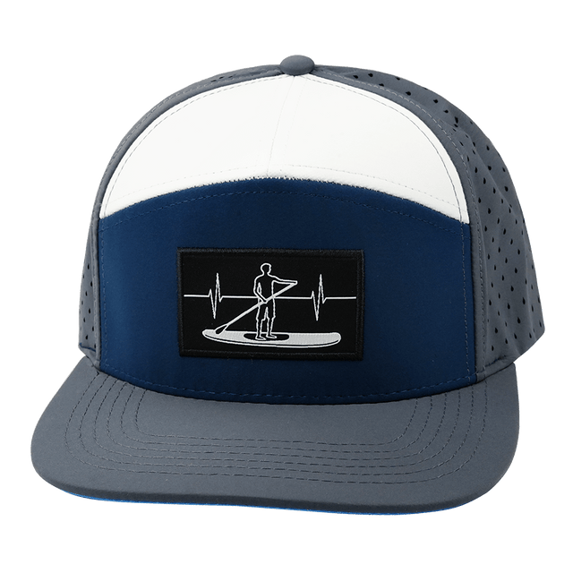 Paddle Board Hat, Flat Bill, Snapback Hat, Charcoal, Navy, White, Mens Hat, Womens Hat, Front Picture