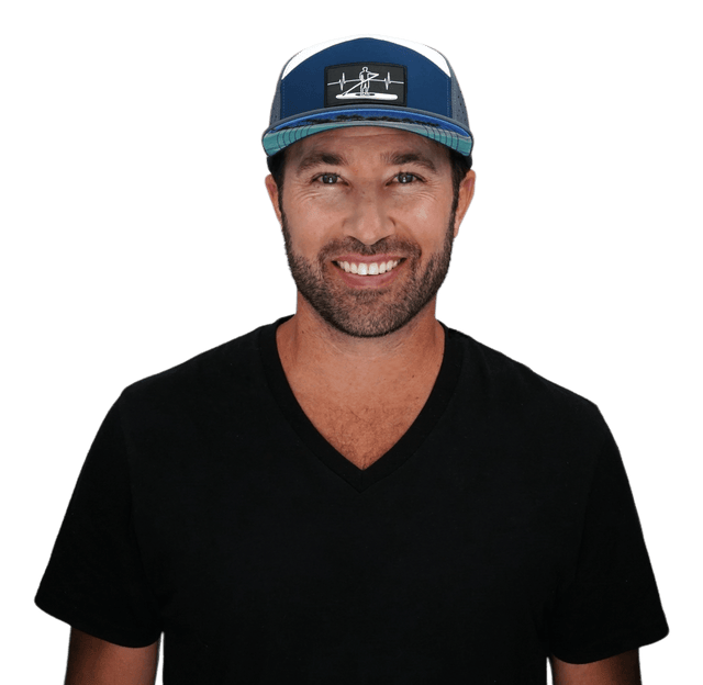 Paddle Board Hat, Flat Bill, Snapback Hat, Charcoal, Navy, White, Mens Hat, Womens Hat, Man In Hat Picture