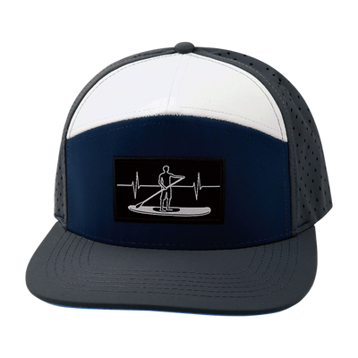 Paddle Board Hat, Flat Bill, Snapback Hat, Charcoal, Navy, White, Mens Hat, Womens Hat, Front Picture