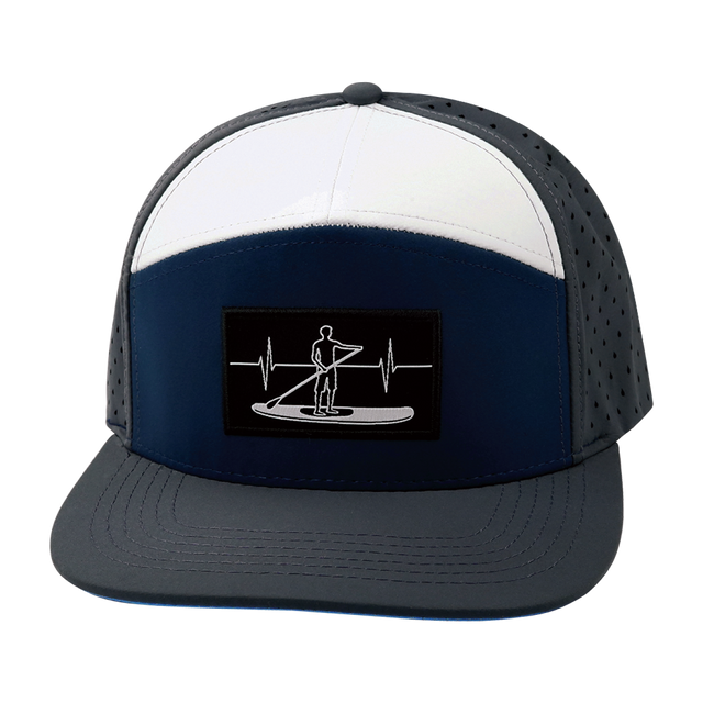 Paddle Board Hat, Flat Bill, Snapback Hat, Charcoal, Navy, White, Mens Hat, Womens Hat, Front Picture