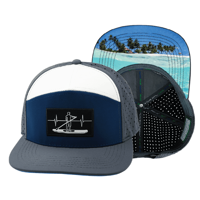 Paddle Board Hat, Flat Bill, Snapback Hat, Charcoal, Navy, White, Mens Hat, Womens Hat, Main Picture