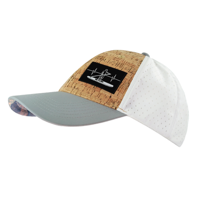 Paddle Board Hat, Low Profile, Ponytail, Snapback Hat, Cork, Gray, White, Mens Hat, Womens Hat, Side Picture