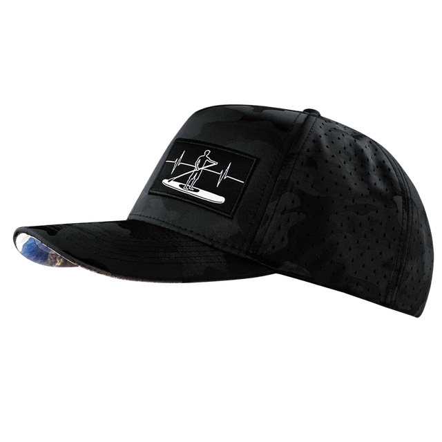 Paddle Board Hat, Trucker Hat, Snapback Hat, Black Camo, Mens Hat, Womens Hat, Side Picture