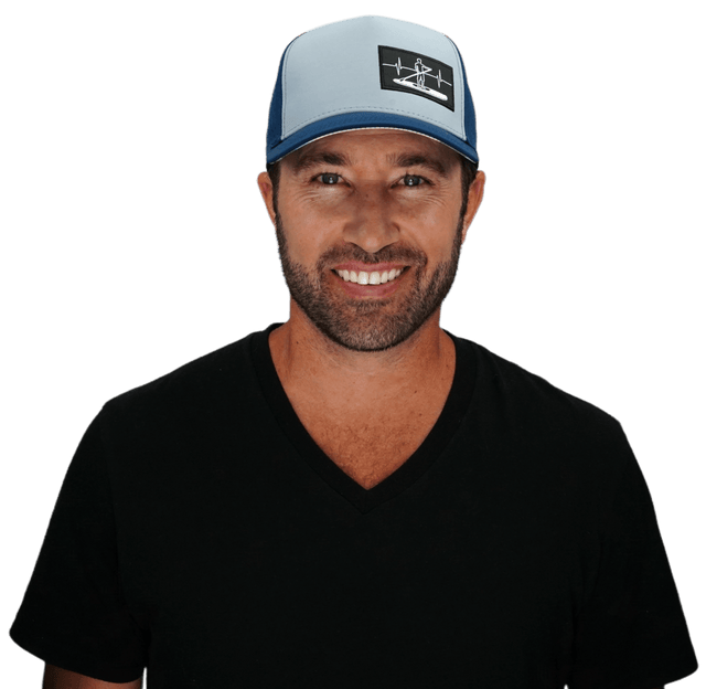 Paddle Board Hat, Trucker Hat, Snapback Hat, Dark Blue, Gray Blue, Mens Hat, Womens Hat, Man In Hat Picture