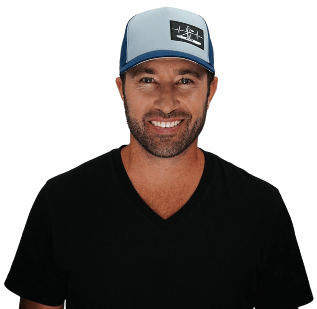 Paddle Board Hat, Trucker Hat, Snapback Hat, Dark Blue, Gray Blue, Mens Hat, Womens Hat, Man In Hat Picture
