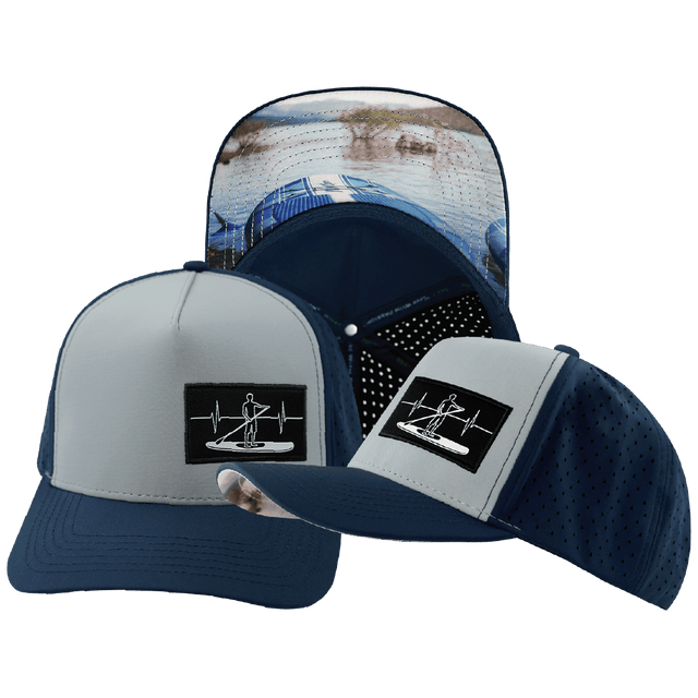 Paddle Board Hat, Trucker Hat, Snapback Hat, Dark Blue, Gray Blue, Mens Hat, Womens Hat, Main Picture