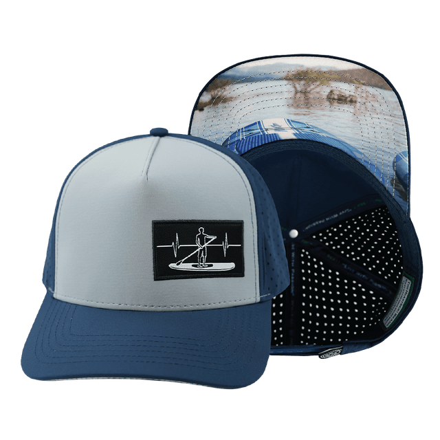 Paddle Board Hat, Trucker Hat, Snapback Hat, Dark Blue, Gray Blue, Mens Hat, Womens Hat, Main Picture