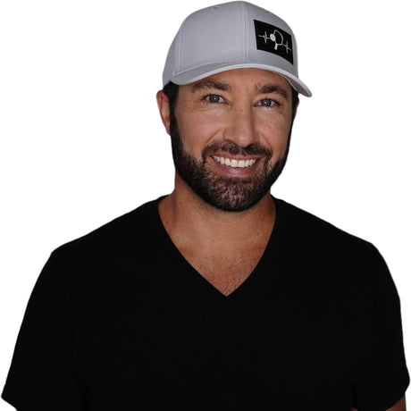 Pickleball Hat, Baseball Hat Fit, Snapback Hat, Light Gray, Mens Hat, Womens Hat, Man in Hat Picture