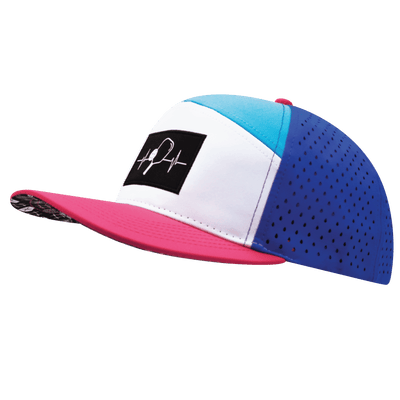 Pickleball Hat, Flat Bill, Snapback Hat, Neon Pink, White, Neon Blue Green, Blue, Mens Hat, Womens Hat, Side Picture