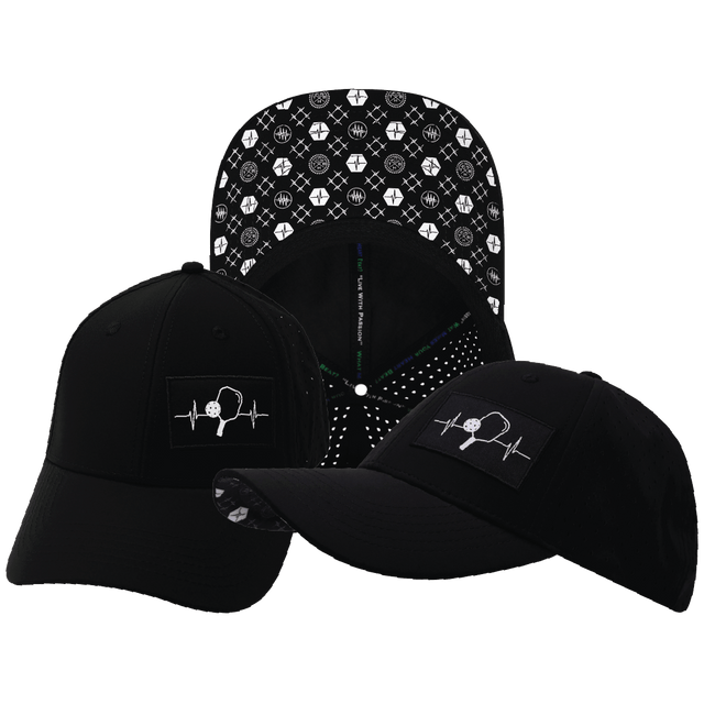 Pickleball Hat, Low Profile, Ponytail, Snapback Hat, Black, Mens Hat, Womens Hat, Main Picture