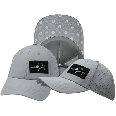 Pickleball Hat — Low Profile, Ponytail, Gray, Laser Mesh