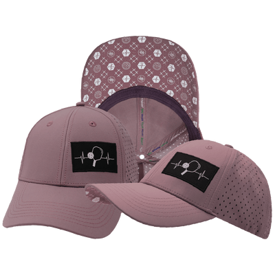 Pickleball Hat — Low Profile, Ponytail, Dusty Pink, Laser Mesh