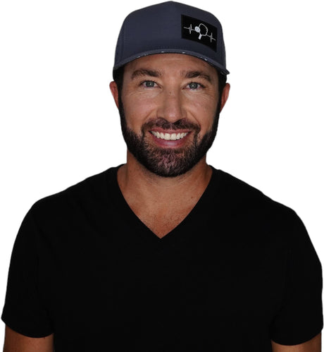 Pickleball Hat, Trucker Hat, Snapback Hat, Charcoal Gray, Mens Hat, Womens Hat, Man in Hat Picture