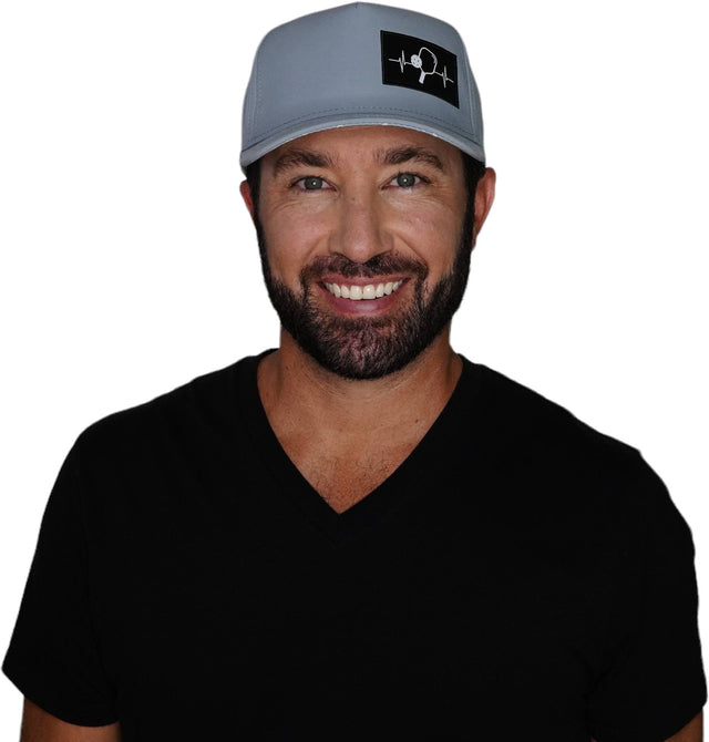 Pickleball Hat, Trucker Hat, Snapback Hat, Gray, Mens Hat, Womens Hat, Man in Hat Picture