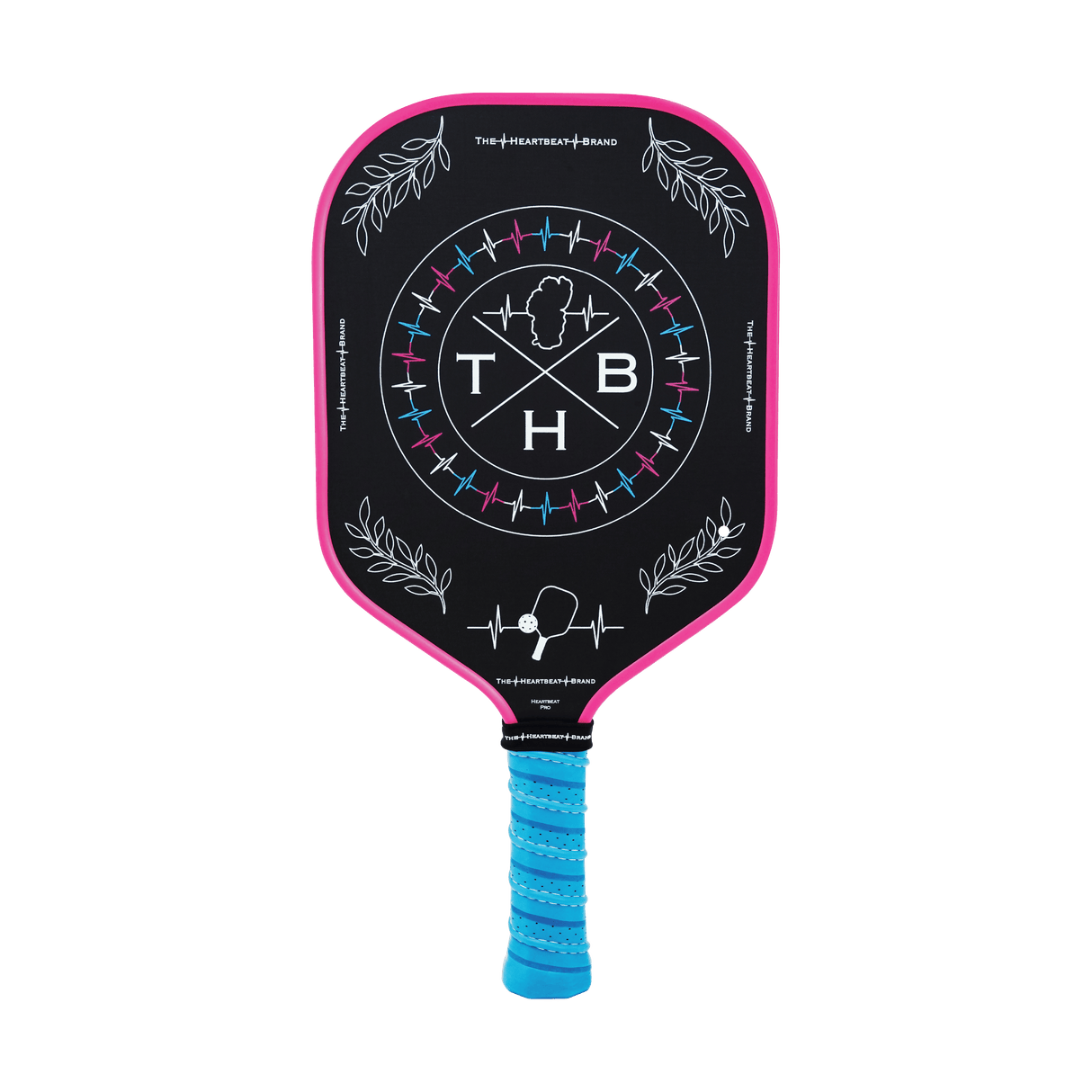 Pickleball Paddle, Heartbeat Pro, Neon Pink, Neon Blue, Black, Front Picture