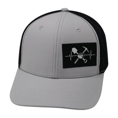 Prospecting Hat, Baseball Hat Fit, Snapback Hat, Gray, Black, Mens Hat, Womens Hat, Front Picture