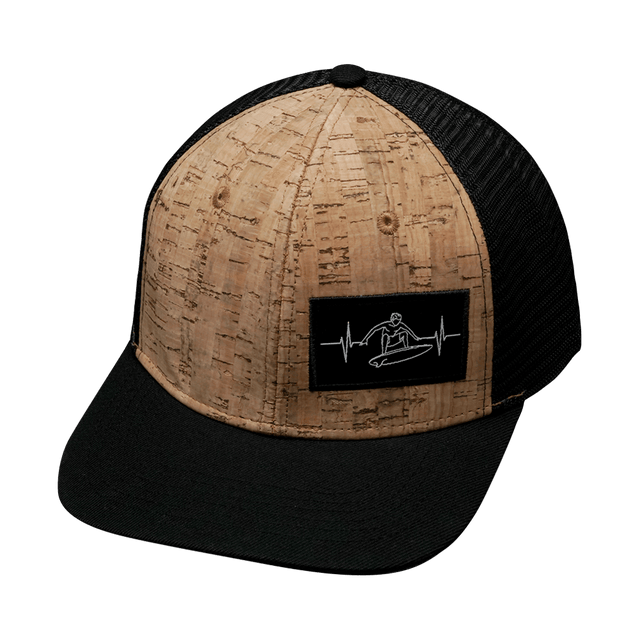 Surf Hat, Baseball Hat, Snapback Hat, Cork, Black, Mens Hat, Womens Hat, Front Picture