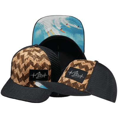 Surf Hat — Baseball Hat Fit, Cork, Charcoal Gray, Trucker Mesh