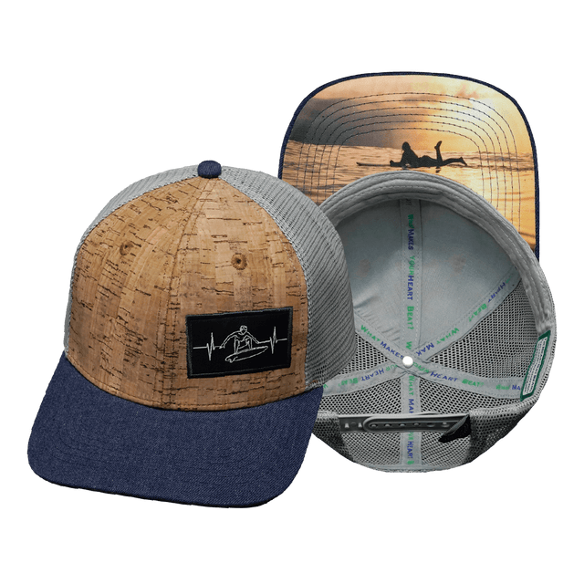 Surf Hat, Baseball Hat, Snapback Hat, Cork, Heather Navy, Gray, Mens Hat, Womens Hat, Main Picture