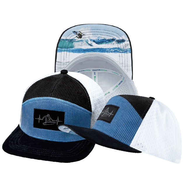 Surf Hat, Flat Bill, Snapback Hat, Corduroy, Charcoal, Light Blue, White, Mens Hat, Womens Hat, Main Picture