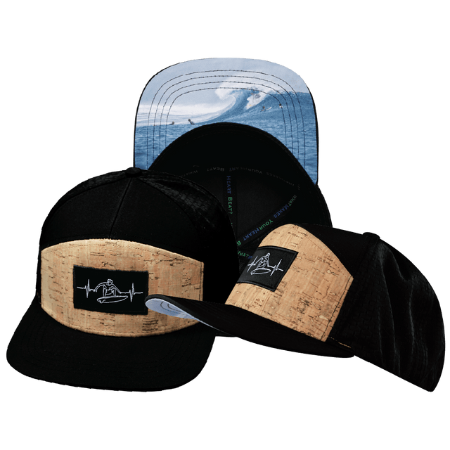 Surf Hat, Flat Bill, Snapback Hat, Cork, Black, Mens Hat, Womens Hat, Main Picture
