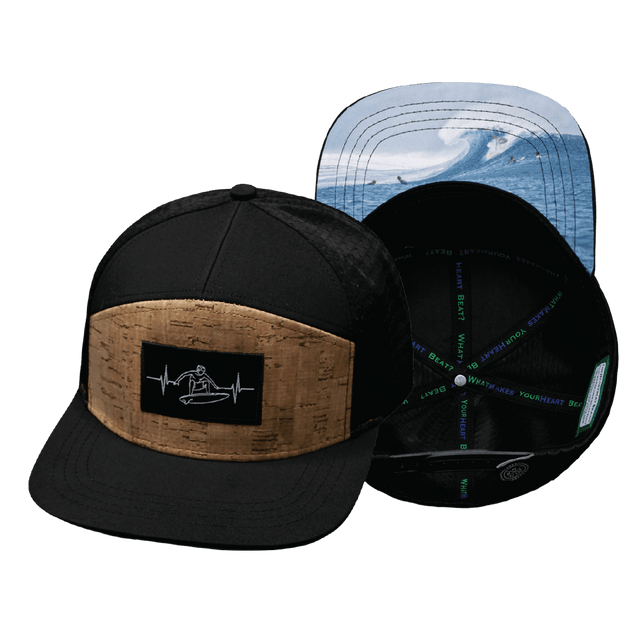 Surf Hat, Flat Bill, Snapback Hat, Cork, Black, Mens Hat, Womens Hat, Main Picture
