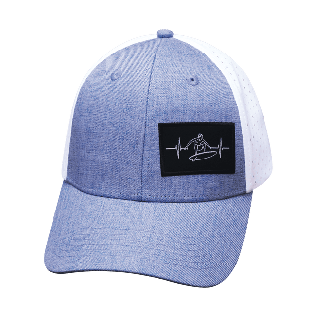 Surf Hat, Low Profile, Snapback Hat, Light Blue, White, Mens Hat, Womens Hat, Front Picture