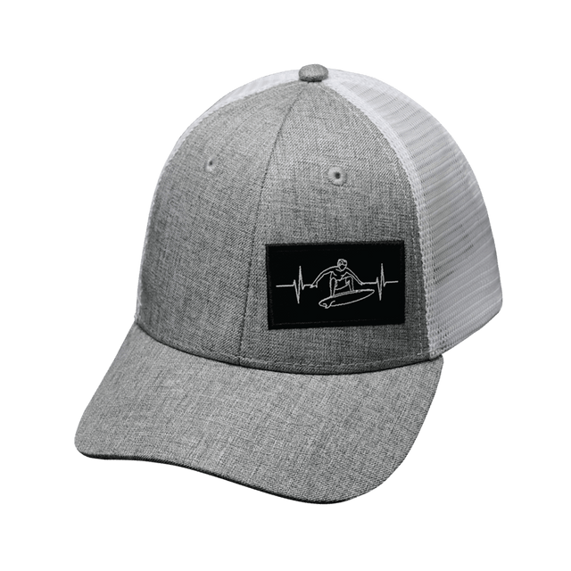 Surf Hat, Low Profile, Snapback Hat, Heather Gray, White, Mens Hat, Womens Hat, Front Picture