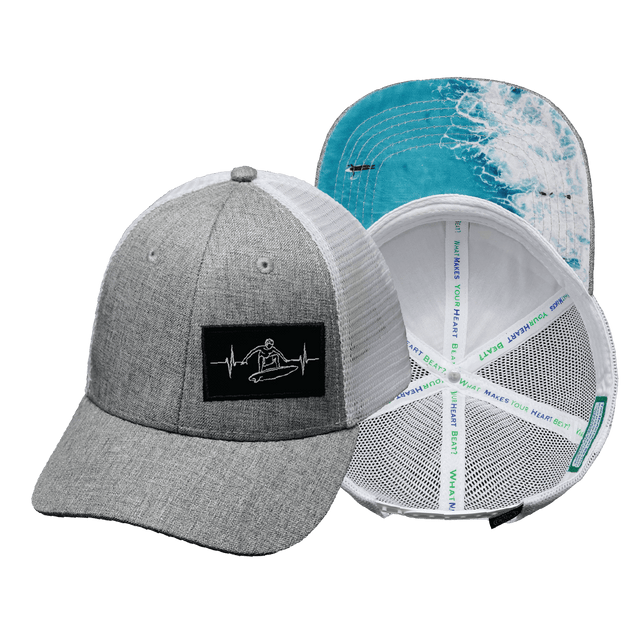 Surf Hat, Low Profile, Snapback Hat, Heather Gray, White, Mens Hat, Womens Hat, Main Picture