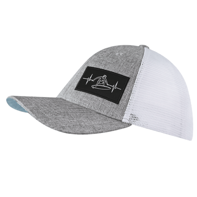 Surf Hat, Low Profile, Snapback Hat, Heather Gray, White, Mens Hat, Womens Hat, Side Picture