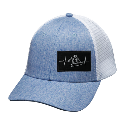Surf Hat, Low Profile, Snapback Hat, Light Blue, White, Mens Hat, Womens Hat, Front Picture