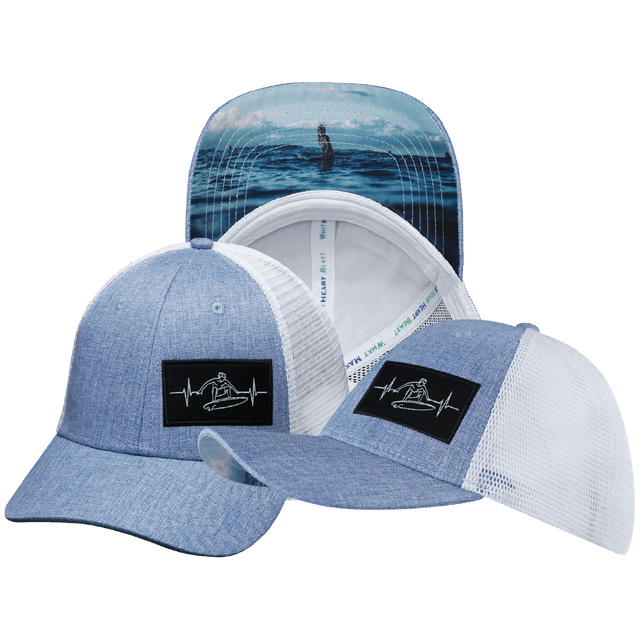 Surf Hat, Low Profile, Snapback Hat, Light Blue, White, Mens Hat, Womens Hat, Main Picture